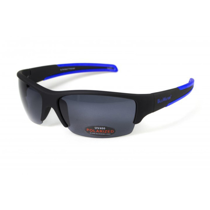 Очки поляризационные BluWater Daytona-2 Polarized (gray), серые в черно-синей оправе  