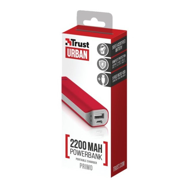 Портативная батарея Trust Primo 2200 mAh (красная)  