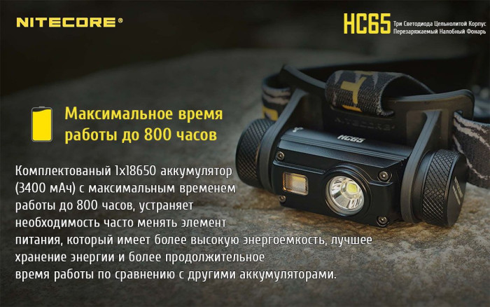 Фонарь налобный Nitecore HC65  