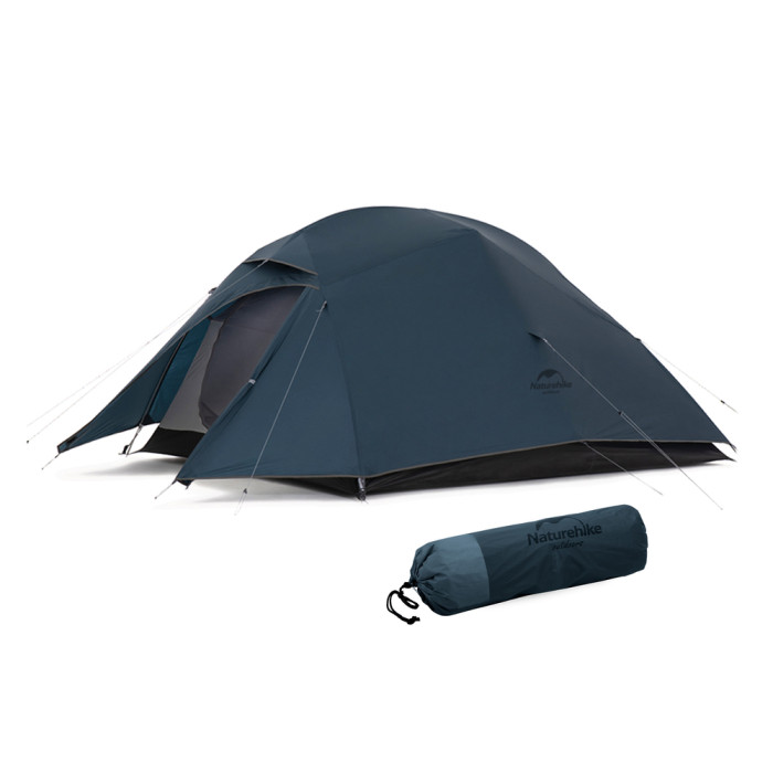 Палатка сверхлегкая трехместная с футпринтом Naturehike Cloud Up 3 UL NH18T030-T-T, 20D, темно-синяя  
