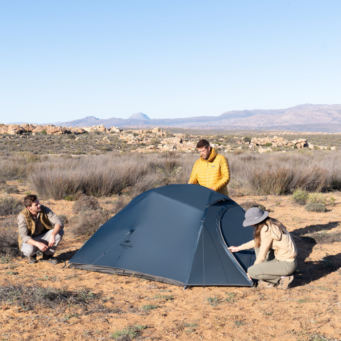 Палатка сверхлегкая трехместная с футпринтом Naturehike Cloud Up 3 UL NH18T030-T-T, 20D, темно-синяя  