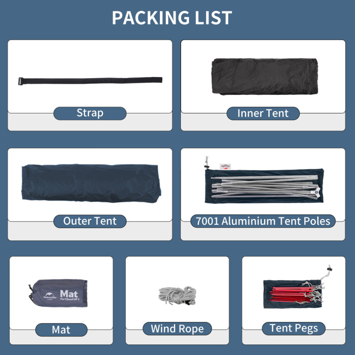 Палатка сверхлегкая трехместная с футпринтом Naturehike Cloud Up 3 UL NH18T030-T-T, 20D, темно-синяя  