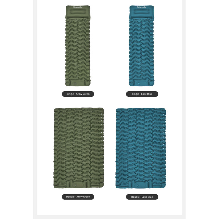 Матрас двойной Naturehike CNK2550WS019, 65 мм, со встроенной помпой, синий  