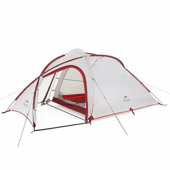 Палатка Naturehike Hiby NH19ZP005, 40D сверхлегкая четырехместная с футпринтом, серо-красный 