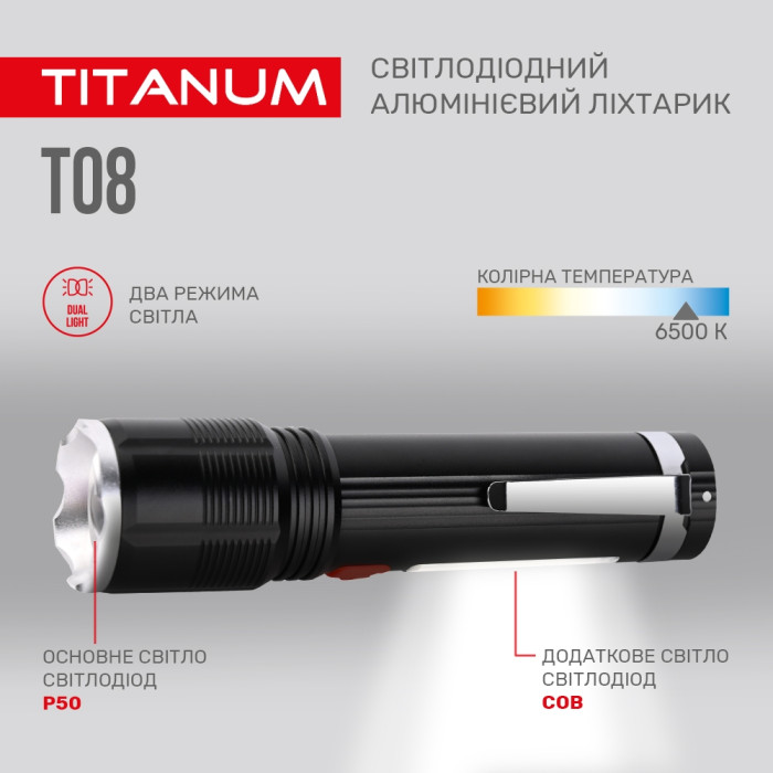 Портативный светодиодный фонарик TITANUM TLF-T08 700Lm 6500K  