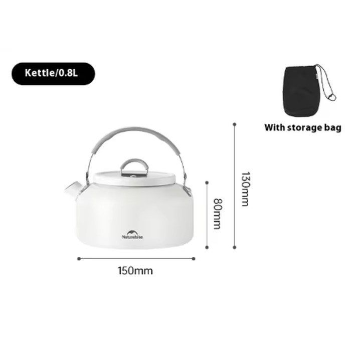 Чайник с керамическим антипригарным покрытием Naturehike CNK2450CF013 0,8 л, алюминий, белый  