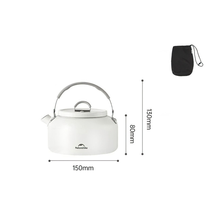 Чайник с керамическим антипригарным покрытием Naturehike CNK2450CF013 0,8 л, алюминий, белый  