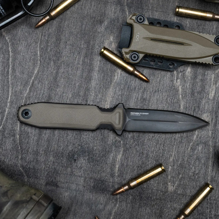 Нож SOG Pentagon FX Covert, Flat Dark Earth (SOG 17-61-04-57)  