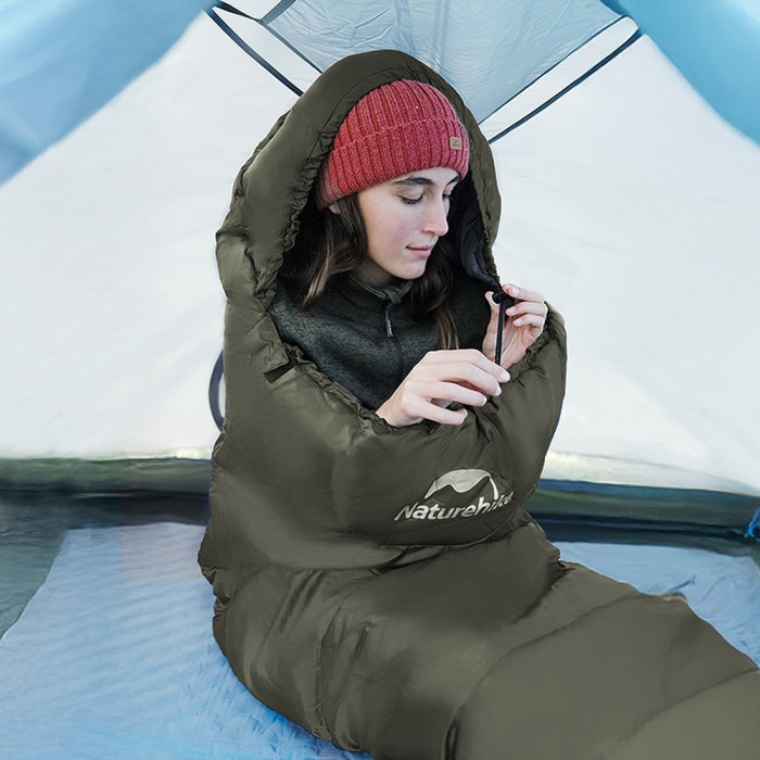 Спальник с капюшоном Naturehike CNK2300SD014 MJ600 Сечь, зеленый  