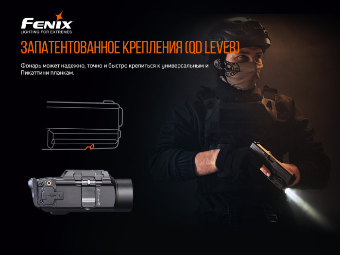 Пистолетный фонарь Fenix GL19R (SFT40, ANSI 1200 лм, 18350)  