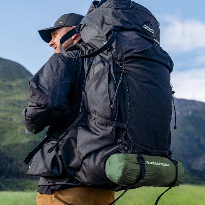 Матрас туристический надувной одноместный Naturehike CNK2550WS019, 200x60x9.5 см, зеленый, прямоугольный со встроенной помпой  