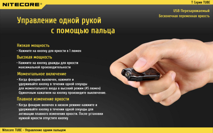 Фонарь-брелок Nitecore TUBE, 45 люмен (желтый)  