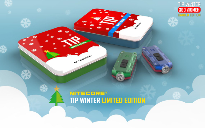 Фонарь-брелок Nitecore TIP Winter Edition, 360 люмен (красный, синий)  