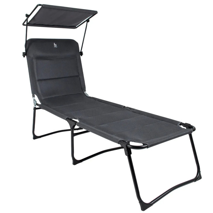 Кровать раскладная Bo-Camp Sun Lounger With Sunscreen 5 Positions Grey (1304492)  