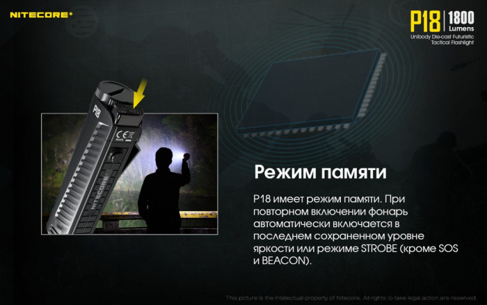 Карманный фонарь Nitecore P18, 1800 лм.  