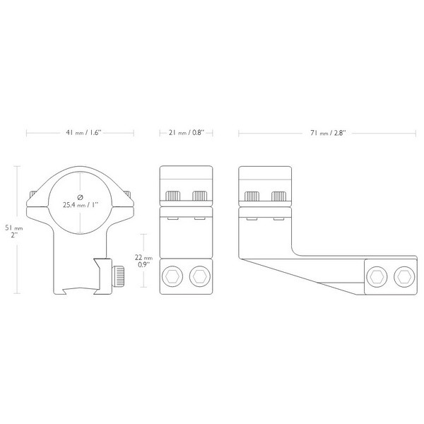 Кольца Hawke Reach Forward 1"/9-11mm/High (extension 2")  
