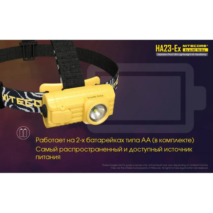 Фонарь налобный взрывозащищенный Nitecore HA23-EX (Cree XP-G, 100 люмен, 3 режима, 2xAA)  