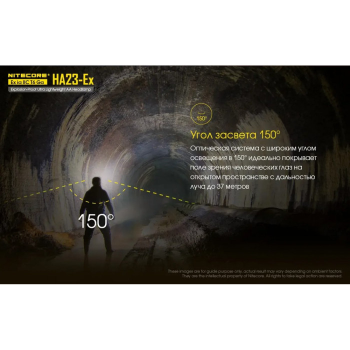 Фонарь налобный взрывозащищенный Nitecore HA23-EX (Cree XP-G, 100 люмен, 3 режима, 2xAA)  