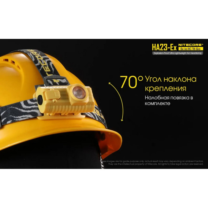 Фонарь налобный взрывозащищенный Nitecore HA23-EX (Cree XP-G, 100 люмен, 3 режима, 2xAA)  