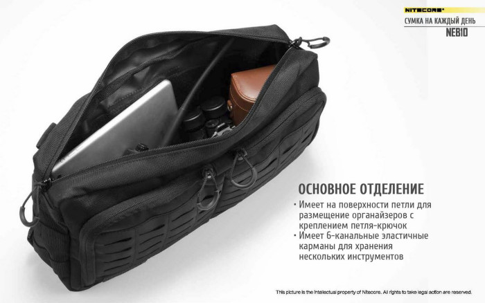 Сумка EDC, тактическая Nitecore NEB10 Cordura 1050D, cерая  