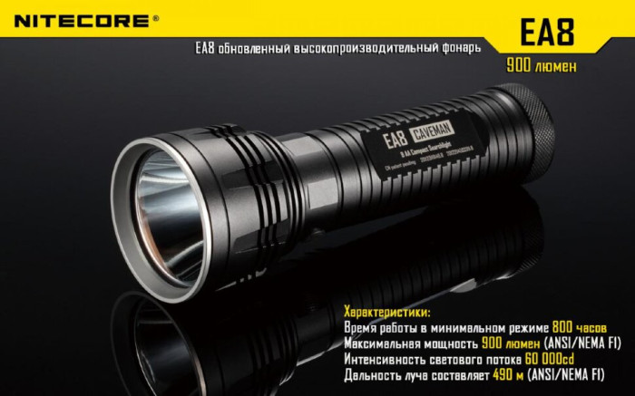 Карманный фонарь Nitecore EA8, 900 люмен (6-1059w), теплый  