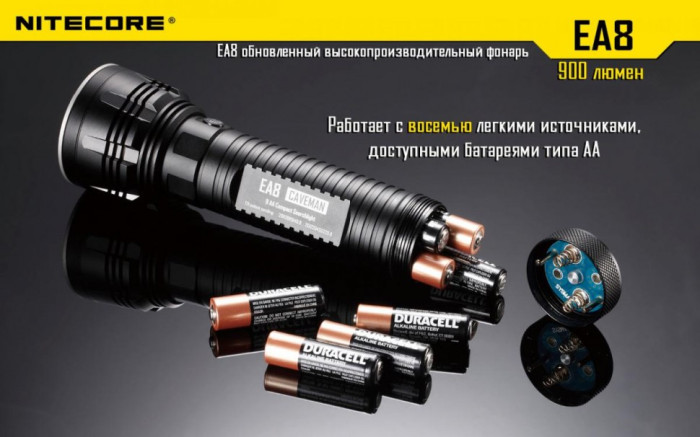 Карманный фонарь Nitecore EA8, 900 люмен (6-1059w), теплый  