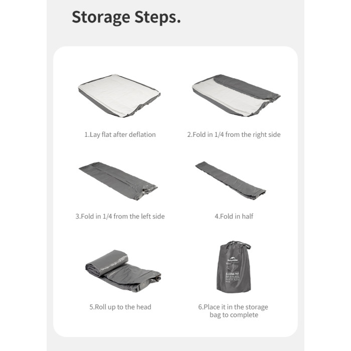 Самонадувающийся матрас, двухместный, со встроенной помпой Naturehike CNK2450WS040, 250 мм, серый  