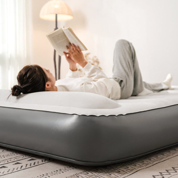 Самонадувающийся матрас, двухместный, со встроенной помпой Naturehike CNK2450WS040, 250 мм, серый  