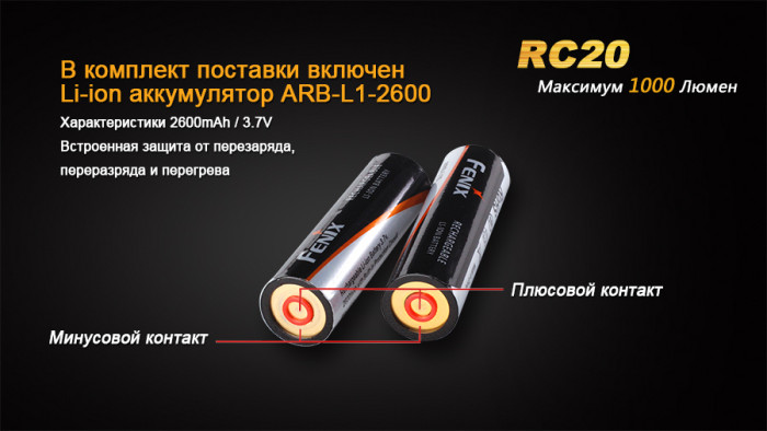 Карманный Fenix RC20 , серый,XM-L2 (U2), 1000 люмен  