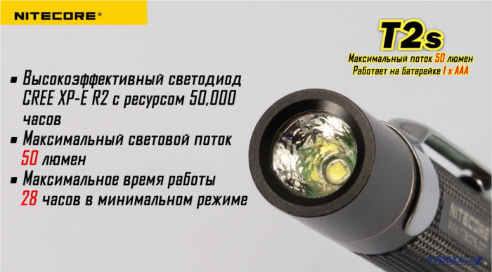 Фонарь- брелок Nitecore T2s, 50 люмен  