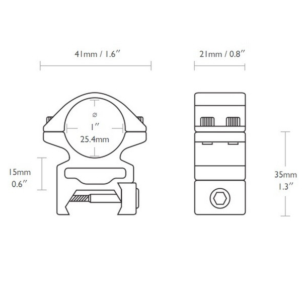 Кольца Hawke Reach Forward 1"/Weaver/High (extension 2")  