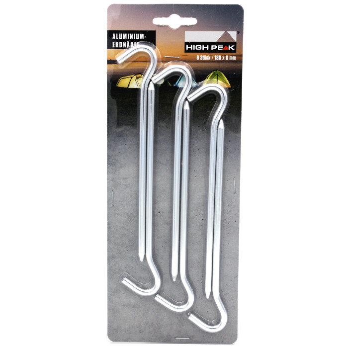 Колышки High Peak Alloy Pin Peg 18 см 6 шт. - серебристые (42227)  
