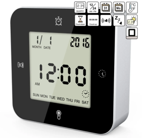 Часы настольные  Technoline WT344 черные/серебристые (WT344)  