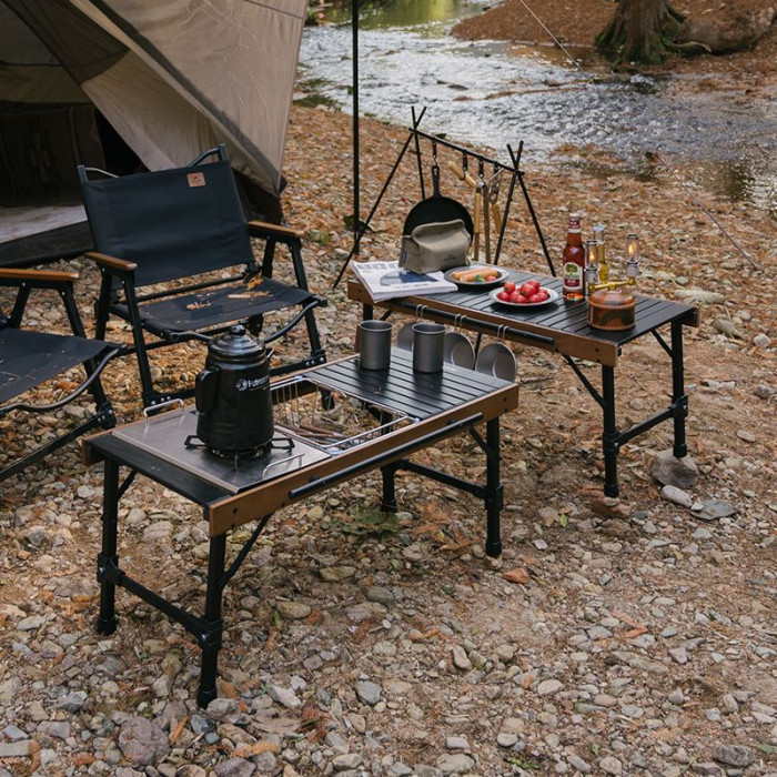 Стол раскладной комбинированный Naturehike NH21JU011, алюминий/бук  