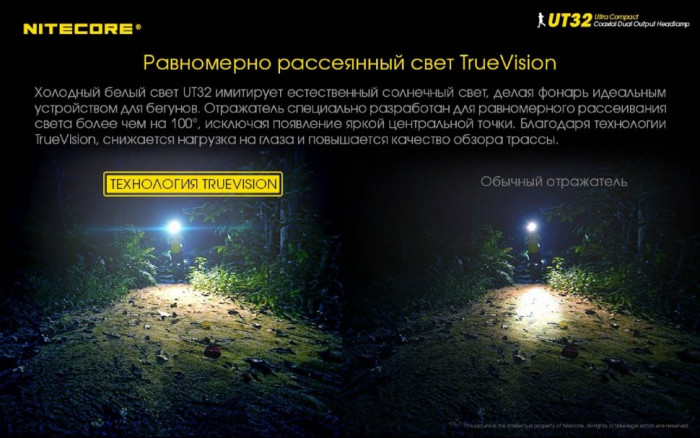 Фонарь налобный Nitecore UT32 (Cree XP-L2 V6+ Cree XP-L V6, 1100 люмен, 12 режимов, 1х18650) (поврежденная упаковка)  