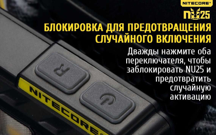 Фонарь налобный Nitecore NU25, белый  