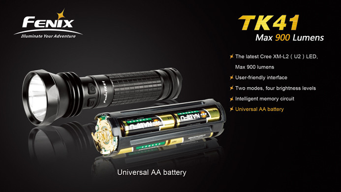 Тактический фонарь Fenix TK41 , серый, XM-L U2 LED, 860 люмен  