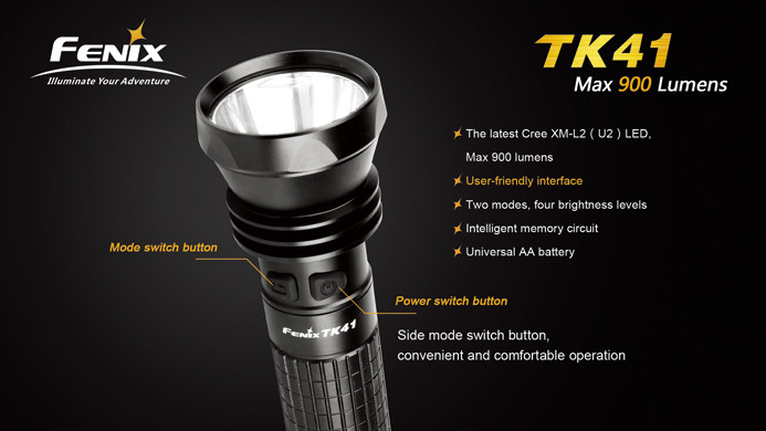 Тактический фонарь Fenix TK41 , серый, XM-L U2 LED, 860 люмен  