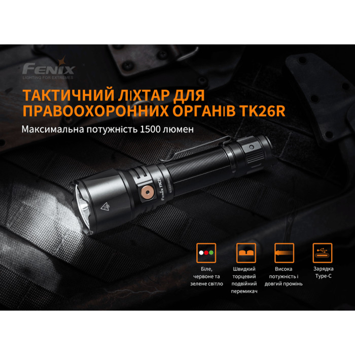 Тактический фонарь Fenix TK26R, 1500 люмен  