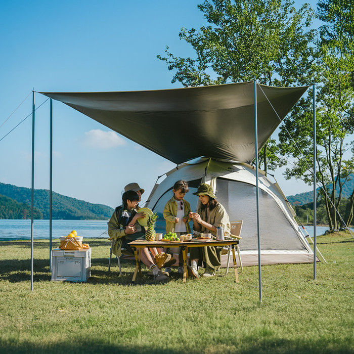 Палатка трехместная автоматическая с тентом Naturehike Ango CNK2550WS010, L, серая  