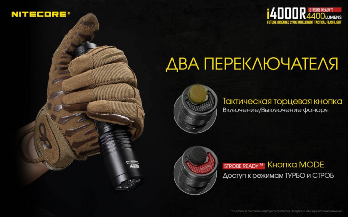 Тактический фонарь Nitecore i4000R, 4400 люмен  