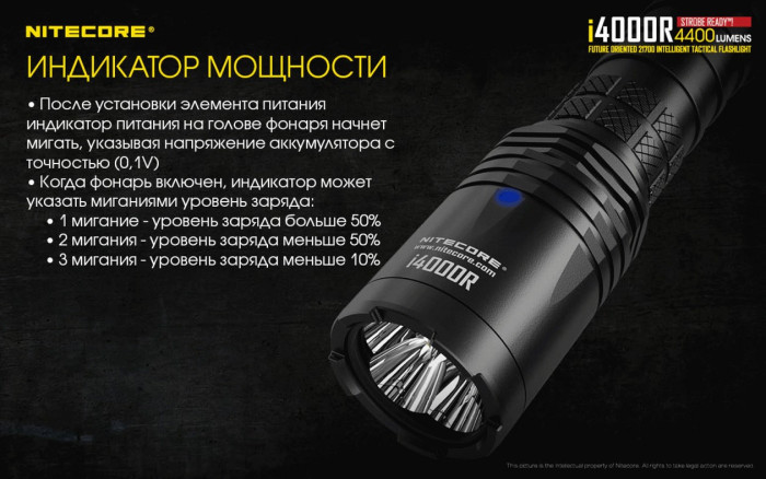 Тактический фонарь Nitecore i4000R, 4400 люмен  