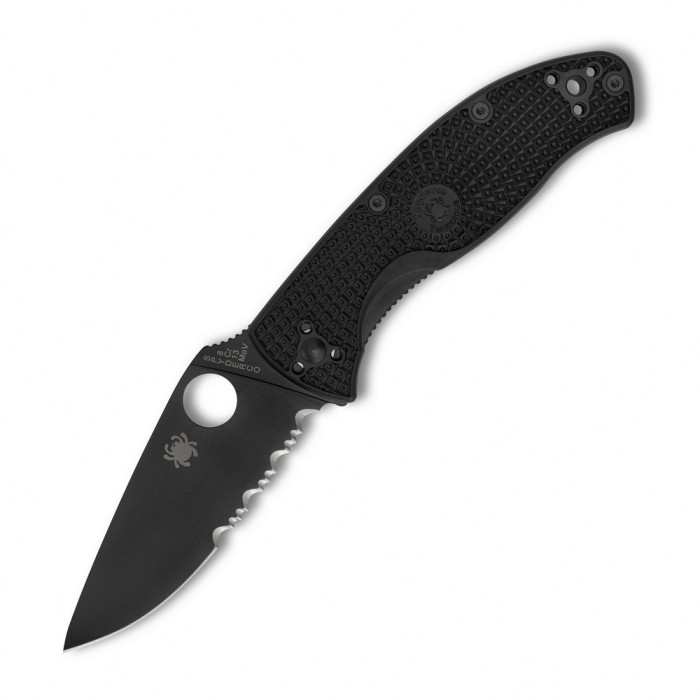 Нож Spyderco Tenacious Black Blade FRN полусеррейтор (C122PSBBK)  