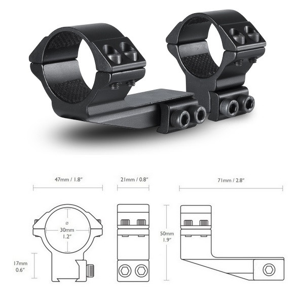Кольца Hawke Reach Forward 30mm/9-11mm/High extension 2"  
