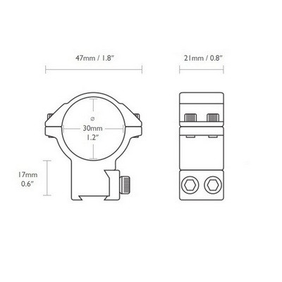 Кольца Hawke Reach Forward 30mm/9-11mm/High extension 2"  
