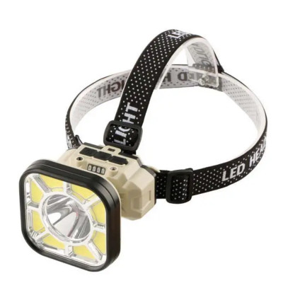 Фонарь налобный Police 826XS-XPE+8COB, 1x18650, вело крепеж, ЗП Type-C, Box