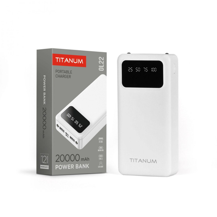 Повербанк 20000mAh TITANUM OL22 White  