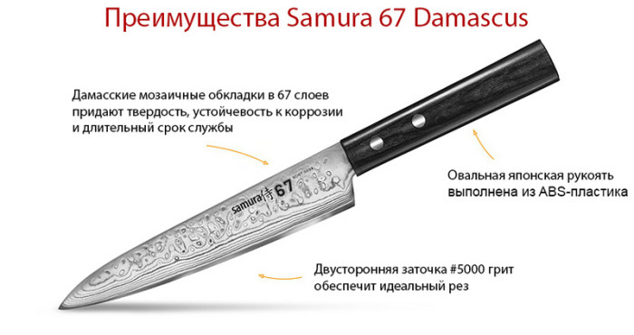 Нож кухонный Samura 67 Damascus универсальный, 150 мм, SD67-0023  