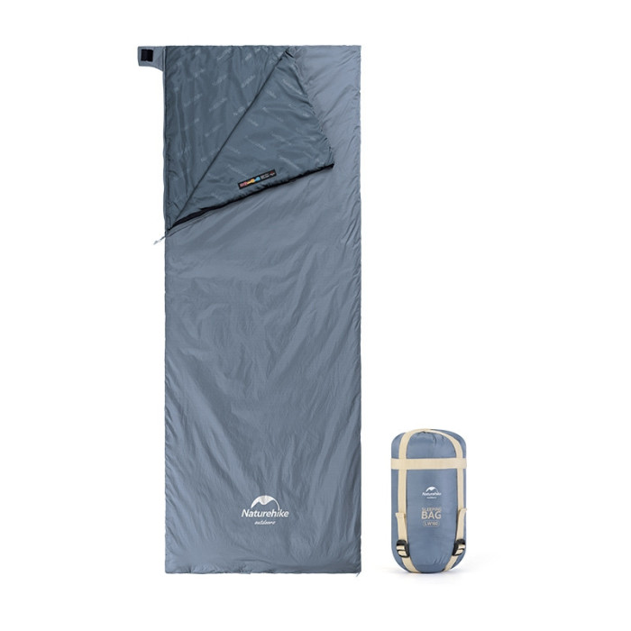 Спальник сверхлегкий Naturehike Ultralight LW180 NH21MSD09, (15°C), p-p M, правый, серо-синий 