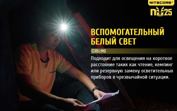 Фонарь налобный Nitecore NU25, желтый  